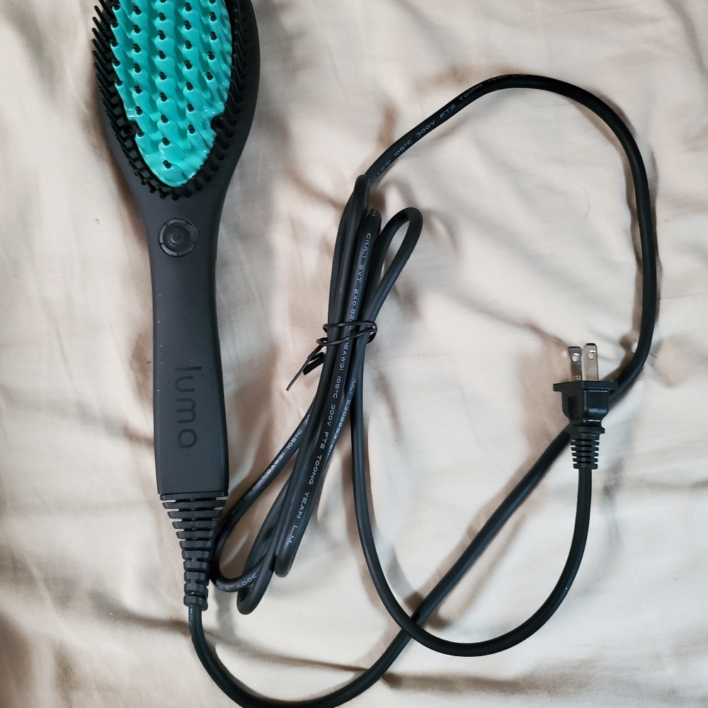 Luma Ceramic Straightening Hair Brush Teal Black Straightener No Box